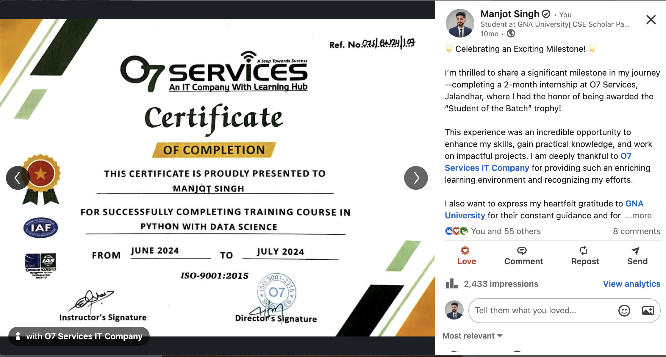 07 Services Internship Certificate